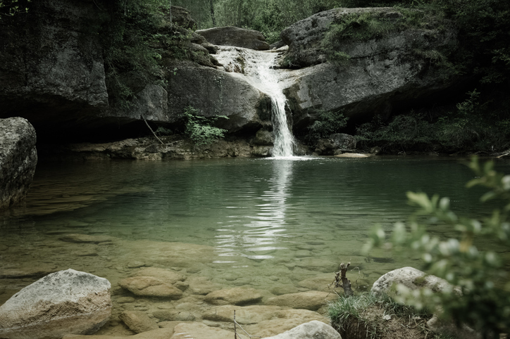 waterfall in catalonia surrounded by beautiful forests